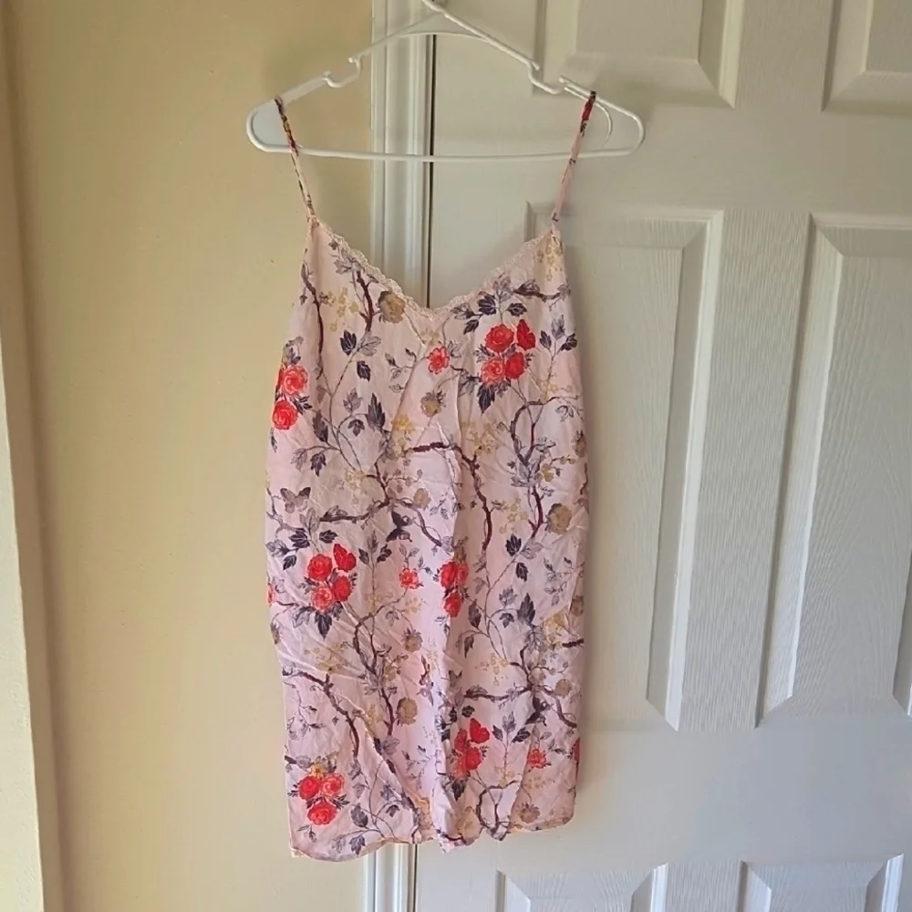 Victoria's Secret Lingerie S Slip Lace Tank Top Floral Adjustable Straps